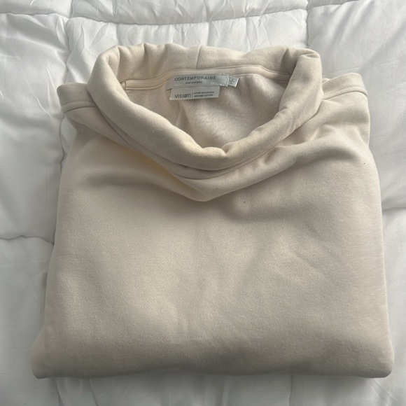 Like new! women’s rarely worn - cream mock new fleece-lined sweater- size large - Picture 3 of 8